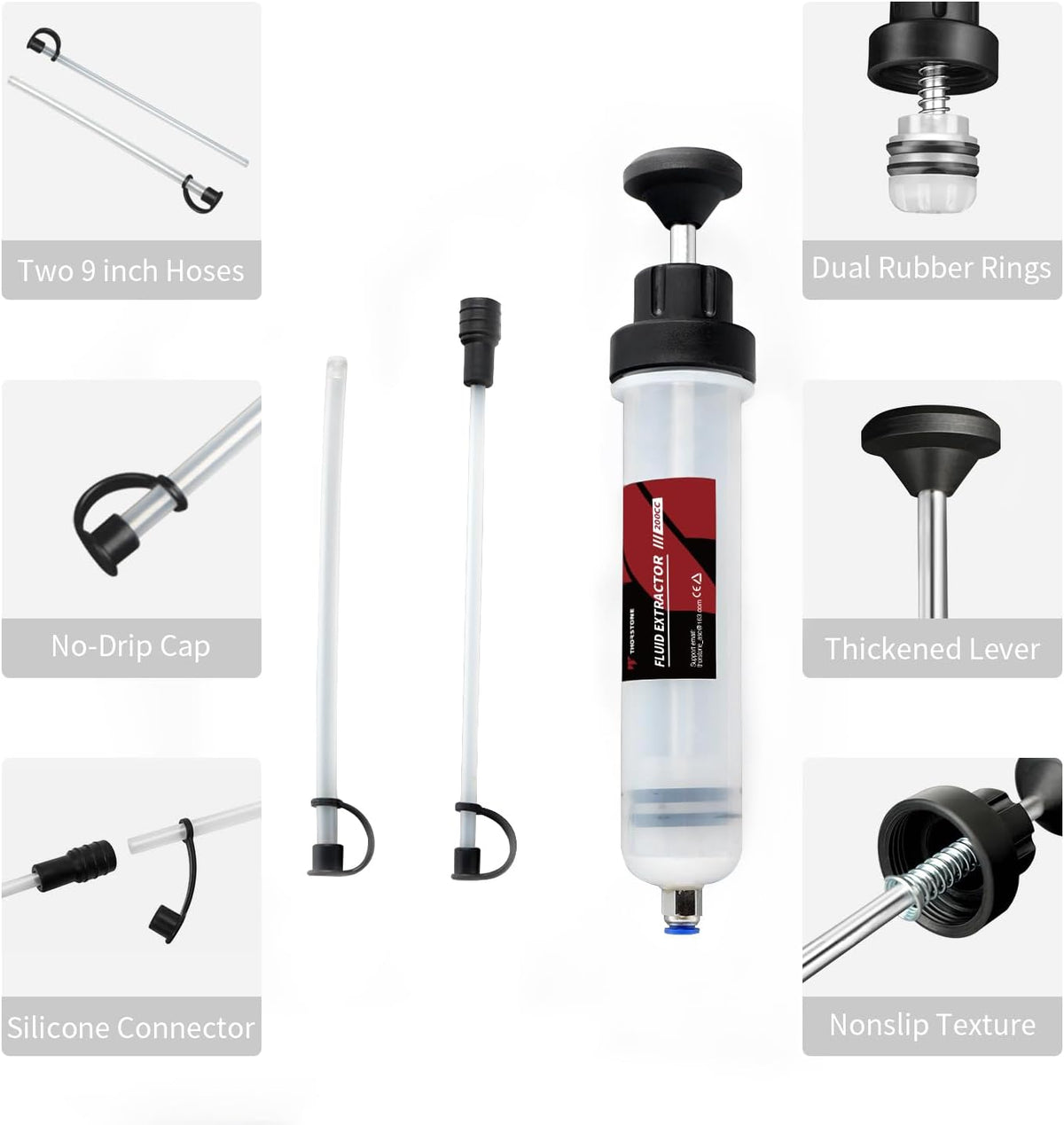 Thorstone 200cc Fluid Extractor Pump with 2pcs 22cm PVC Suction Tubes