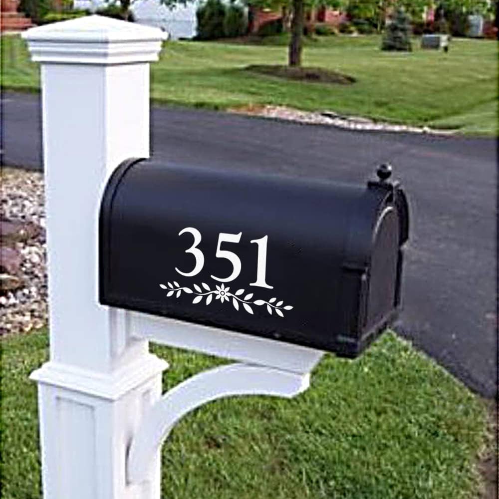 4" Reflective Mailbox Numbers Die Cut Decal Rustic Style Flowers House Number Address Sign Front Door Decal Vinyl