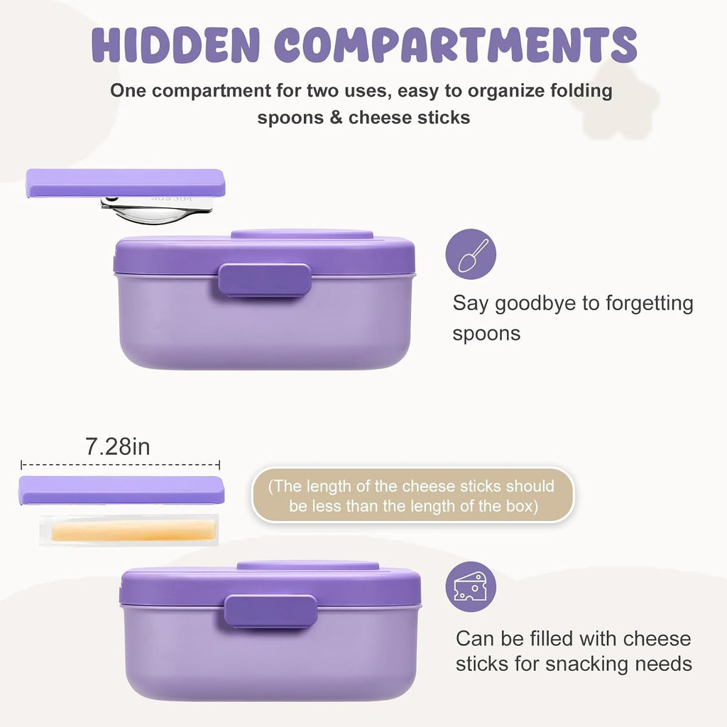Bento Lunch Box with 12oz Soup Thermo,4 Compartments Lunch Box Containers, Spoon&Sauce Jar, BPA Free&Leak