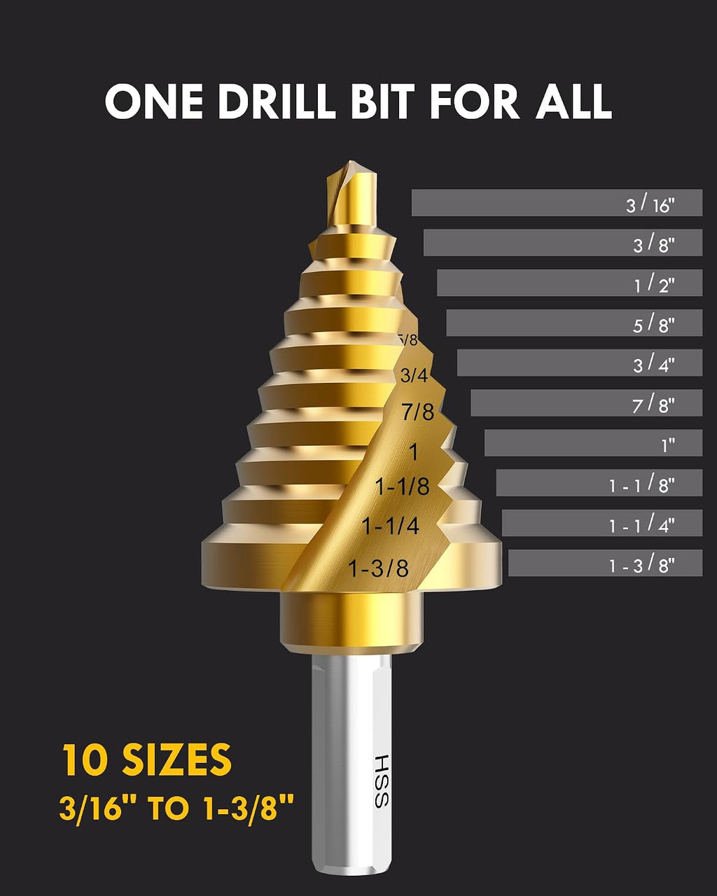3/16" to 1-3/8" HSS Step Drill Bit Set