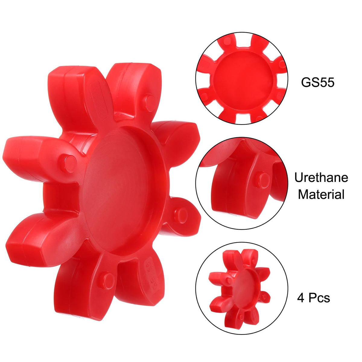 uxcell 4pcs GS55 Coupling Insert, Urethane Flexible Solid Type Jaw Coupling Center Insert for L-Jaw Couplings L-Jaw Couplers Set, Red