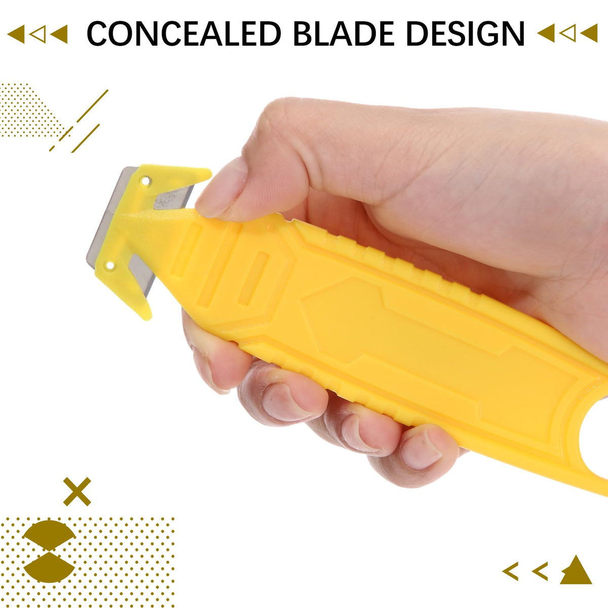 50 Pcs Safety Box Cutter with Concealed Blade Opener, Yellow