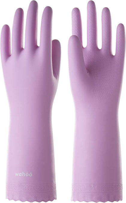 LANON wahoo Skin-Friendly Cleaning Gloves, Dishwashing Kitchen Gloves with Cotton Flocked Liner, Reusable, Non-Slip