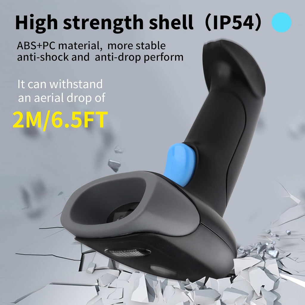 Wireless Barcode Scanner 1D QR Scanner Wireless Handheld Laser Bar Code Reader 3-in-1 with Bluetooth & 2.4G Wireless