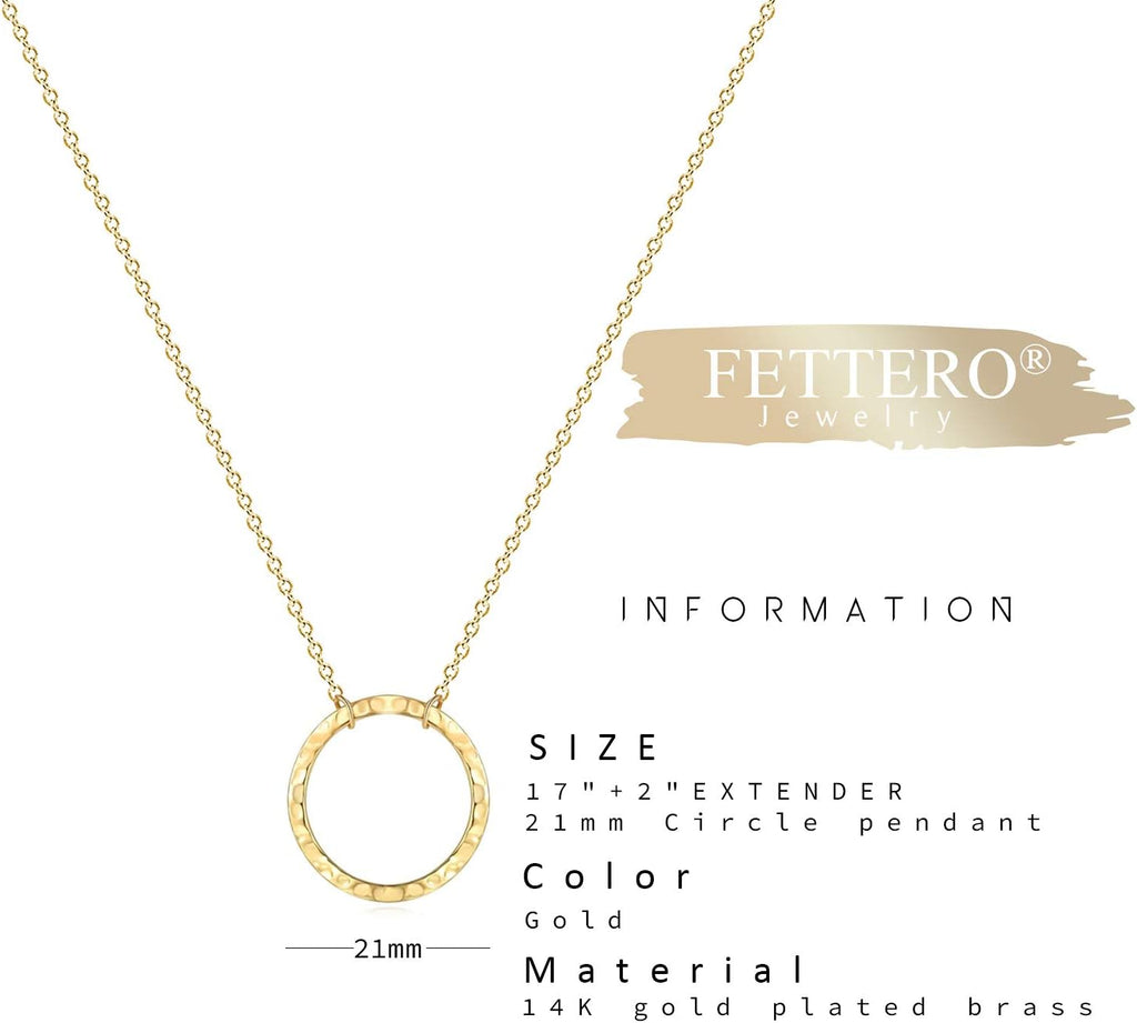 Pendant Necklace Gold Choker Layered Coin Open Karma Circle Full New Crescent Moon 14K Gold Plated Dainty Simple Moon
