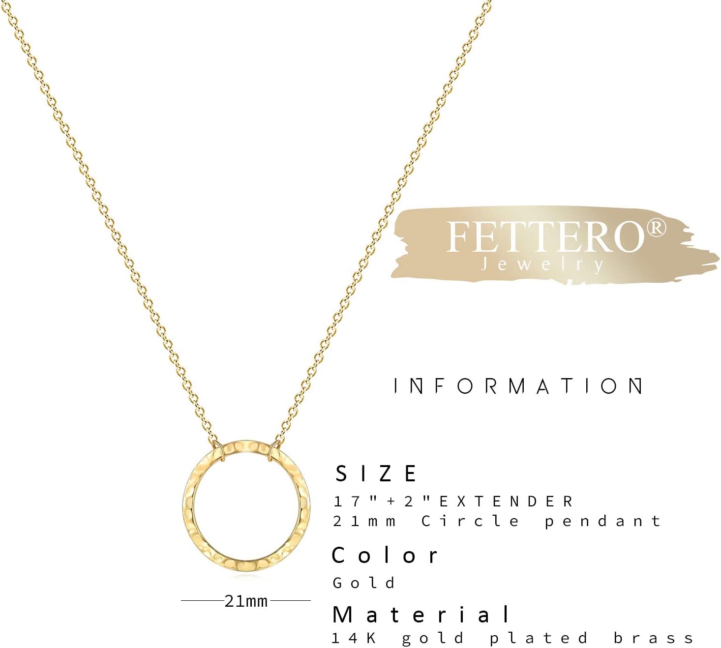 Pendant Necklace Gold Choker Layered Coin Open Karma Circle Full New Crescent Moon 14K Gold Plated Dainty Simple Moon