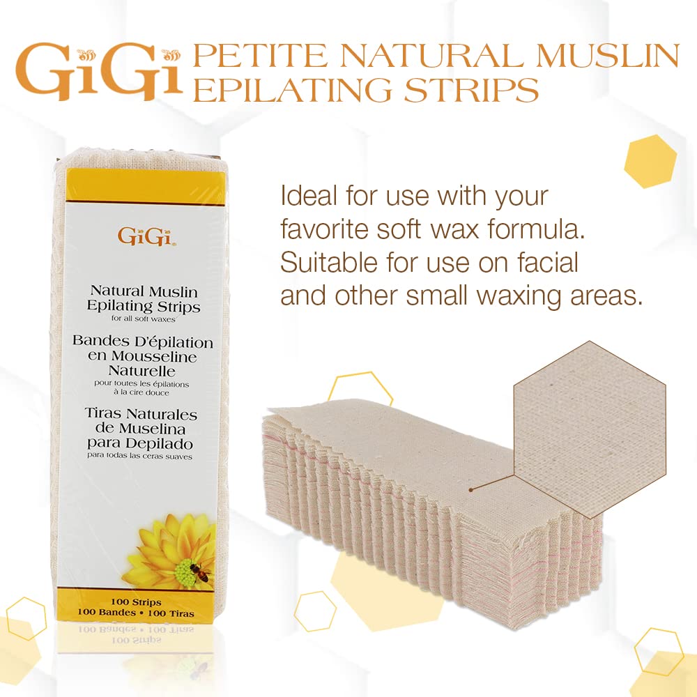 Waxing Strips for Hair Waxing/Hair Removal, Small Natural Muslin Strips, 100 Ct (1.75 in x 4.5 in) Small