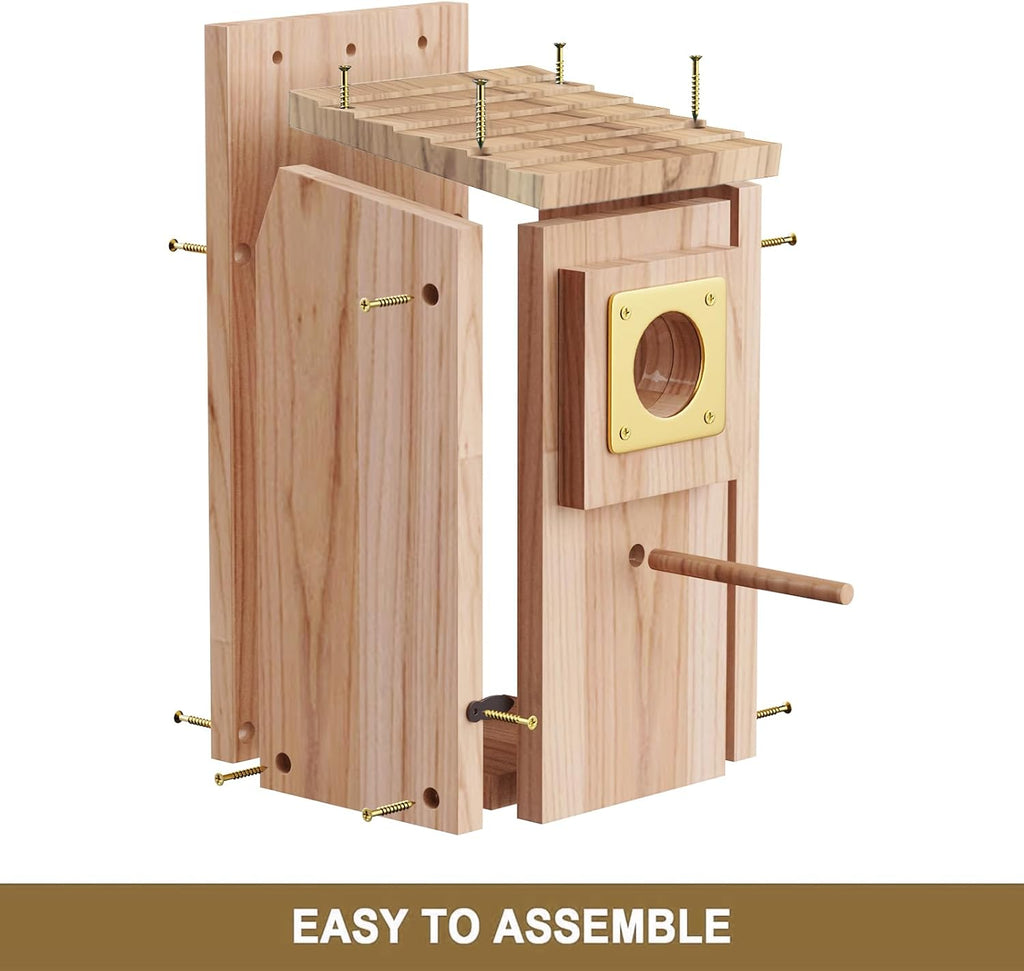 Bird Houses for Outside, Thicken Wooden Bird House with Copper Guard