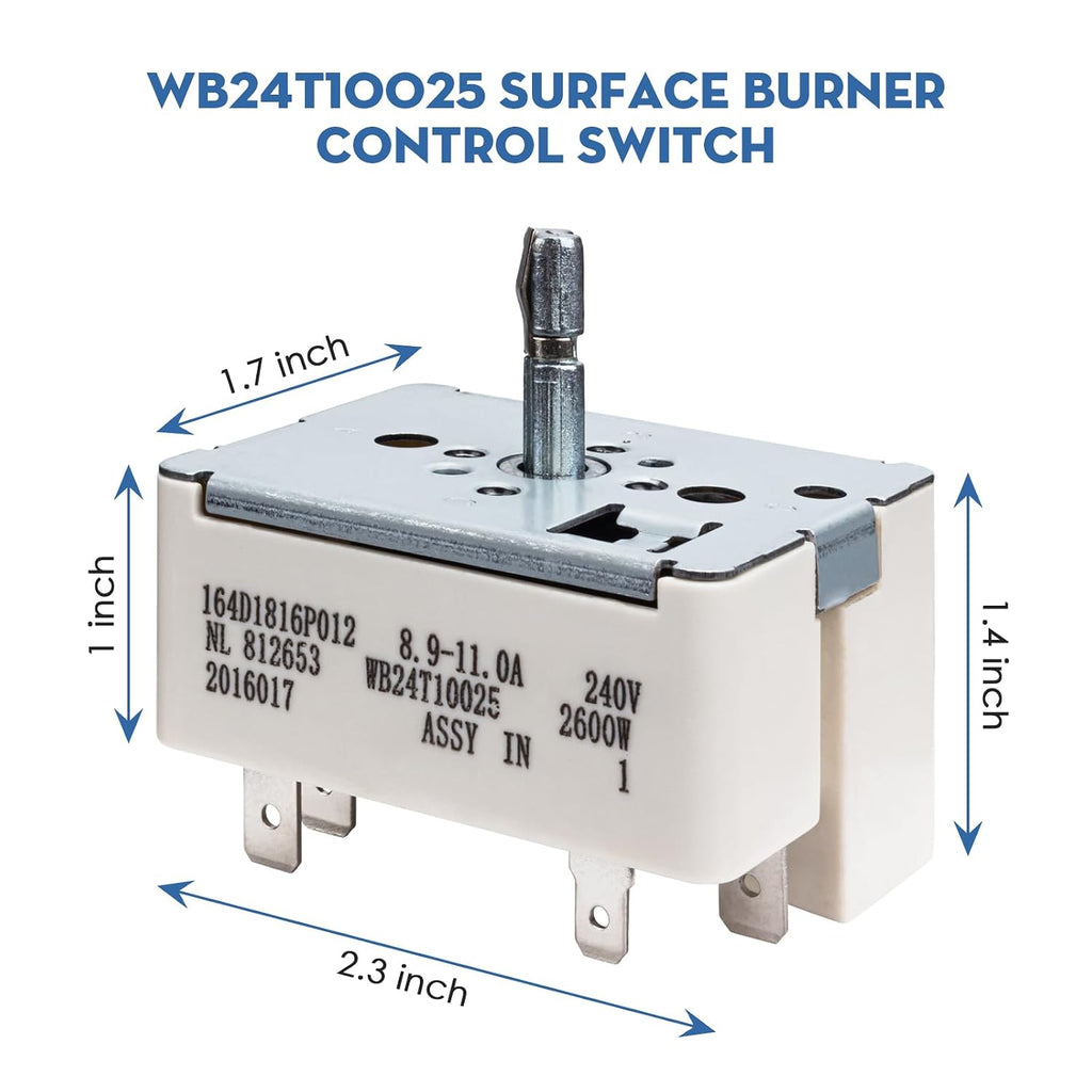WB24T10025 Infinite Surface Burner Control Switch Fits GE 8" Electric Range