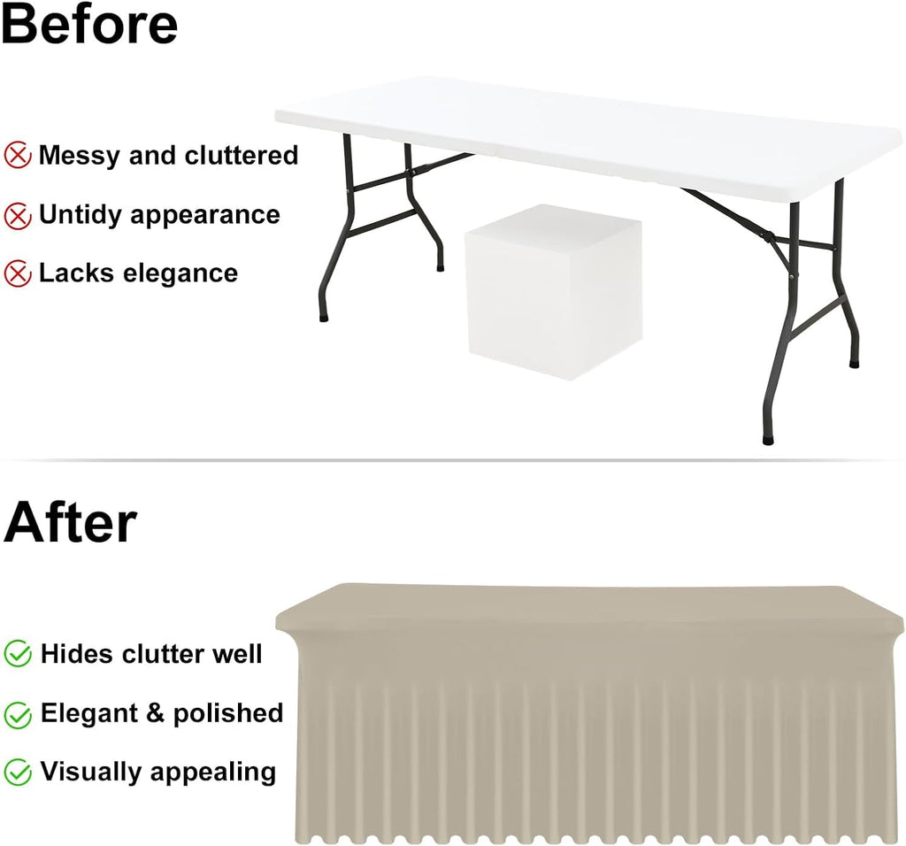 8 Pack Spandex Fitted Rectangle Tablecloth, Elastic Table Skirt