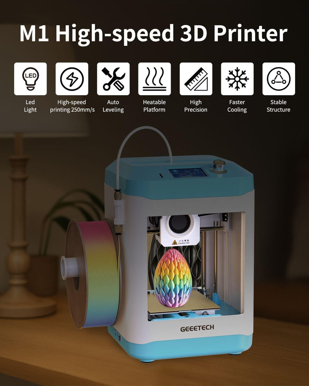 Fully Assembled Mini 3D Printer for Kids & Beginners - Complete Starter Kit with Auto Leveling 3D Printing Machine, 1