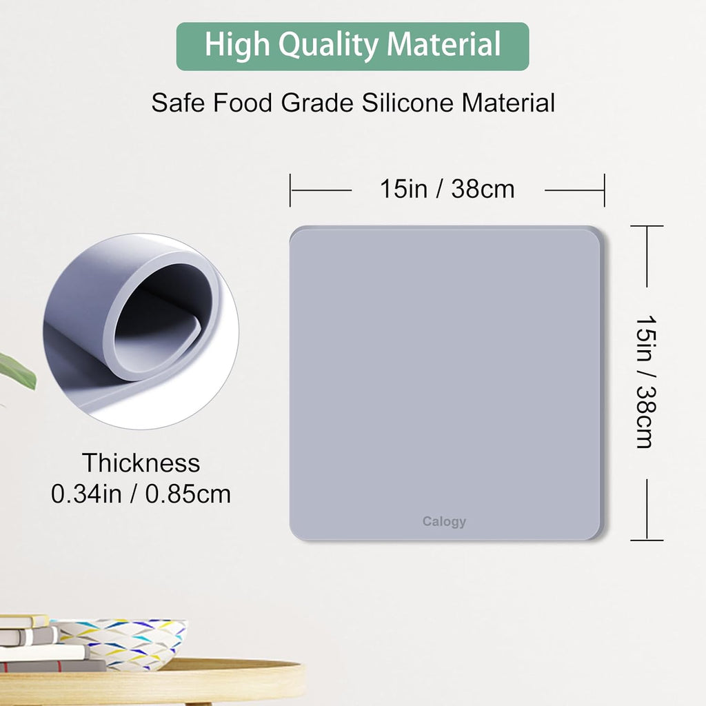 Heat Press Mat Silicone 15x15 inch, Heat Press Pad Resistant Fireproof 0.34in Thickness, Double Sided Easy Washable