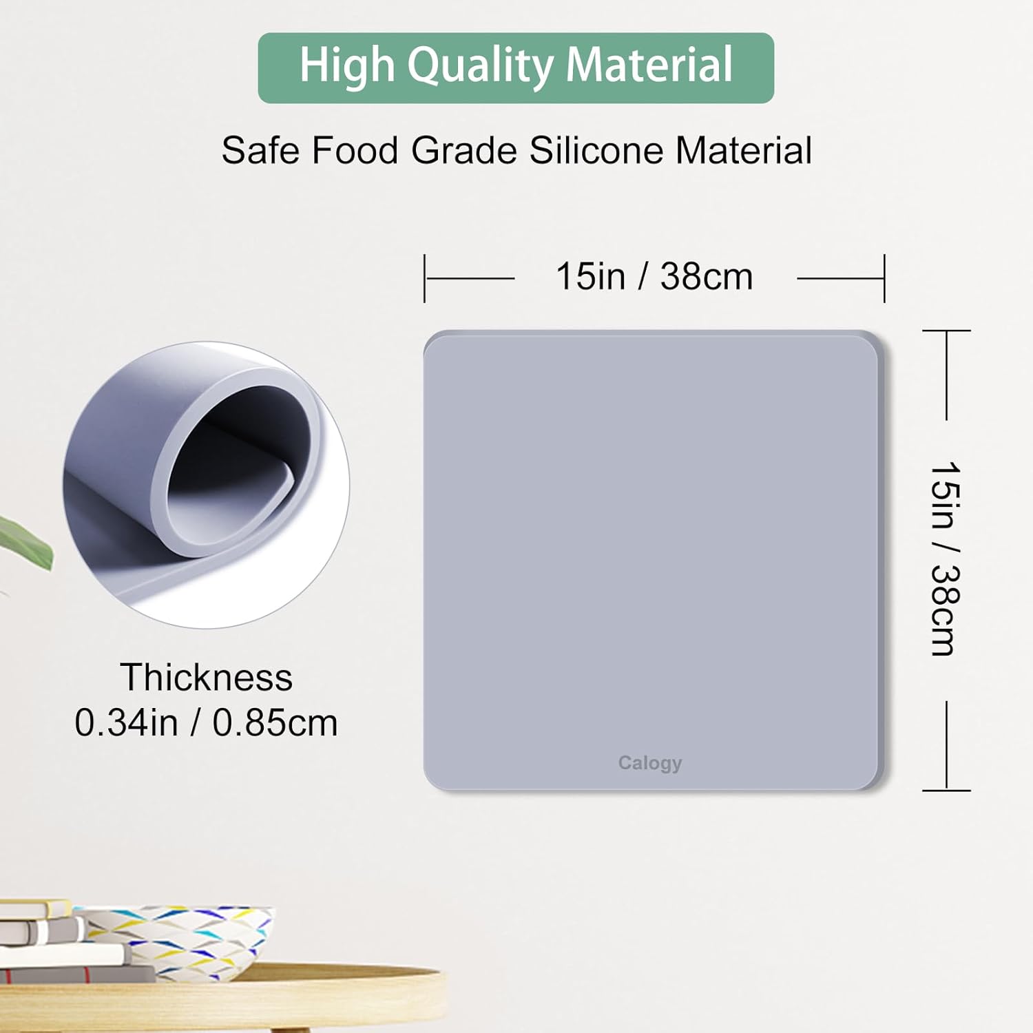 Heat Press Mat Silicone 15x15 inch, Heat Press Pad Resistant Fireproof 0.34in Thickness, Double Sided Easy Washable