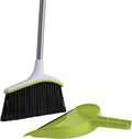 Basics 2-Piece Angled Broom and Dustpan Set, 44" Angled Broom with Long Handle and Dustpan, Silver/Green