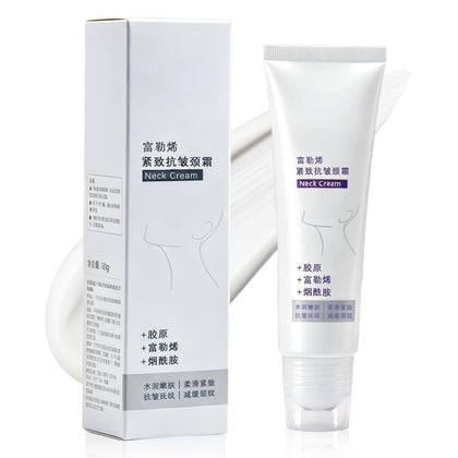 Fullerene Neck Cream with Roller, Firming & Tightening Neck Cream with Collagen Peptides, Anti-Wrinkle Moisturizing