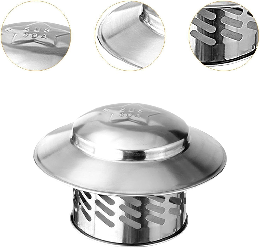 Stainless Steel Chimney Cap, 4 Inch Rain and Snow Protection Flue Cowl for Roof Vents and Fireplace Pipes