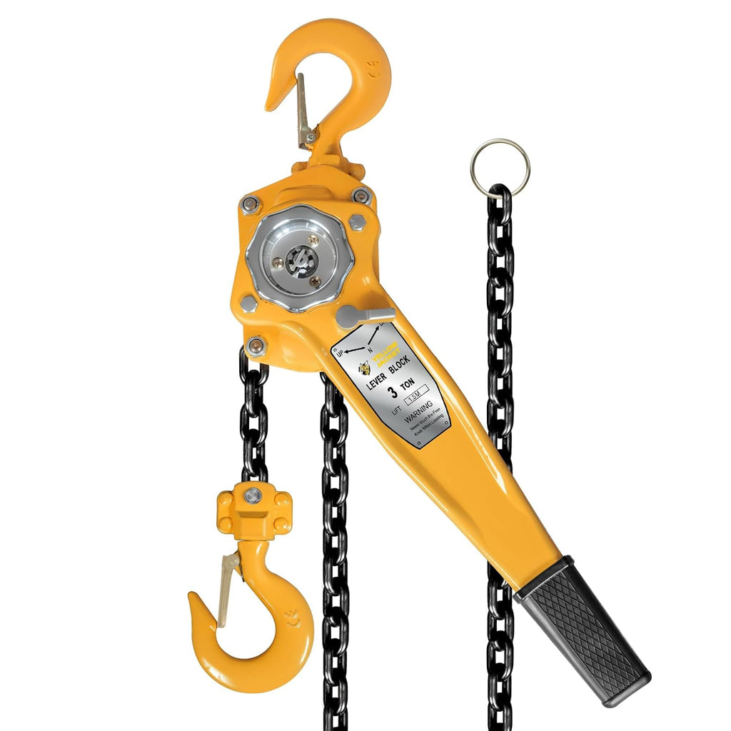 3 Ton Manual Lever Chain Hoist, G80 Galvanized Carbon Steel with Weston Double-Pawl Brake, Chain Come Along and