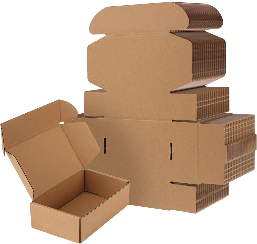 6x4x2 Small Shipping Boxes Set of 50, Brown Corrugated Cardboard Box for Packing, Mailing, Business