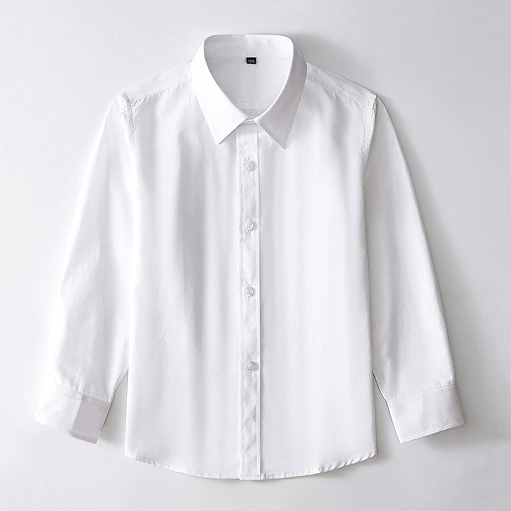 Teen Girls Boys Classic Dress Shirt Long Sleeve Button Down School Uniform Formal Oxford Shirt Kids Soild Collared Top