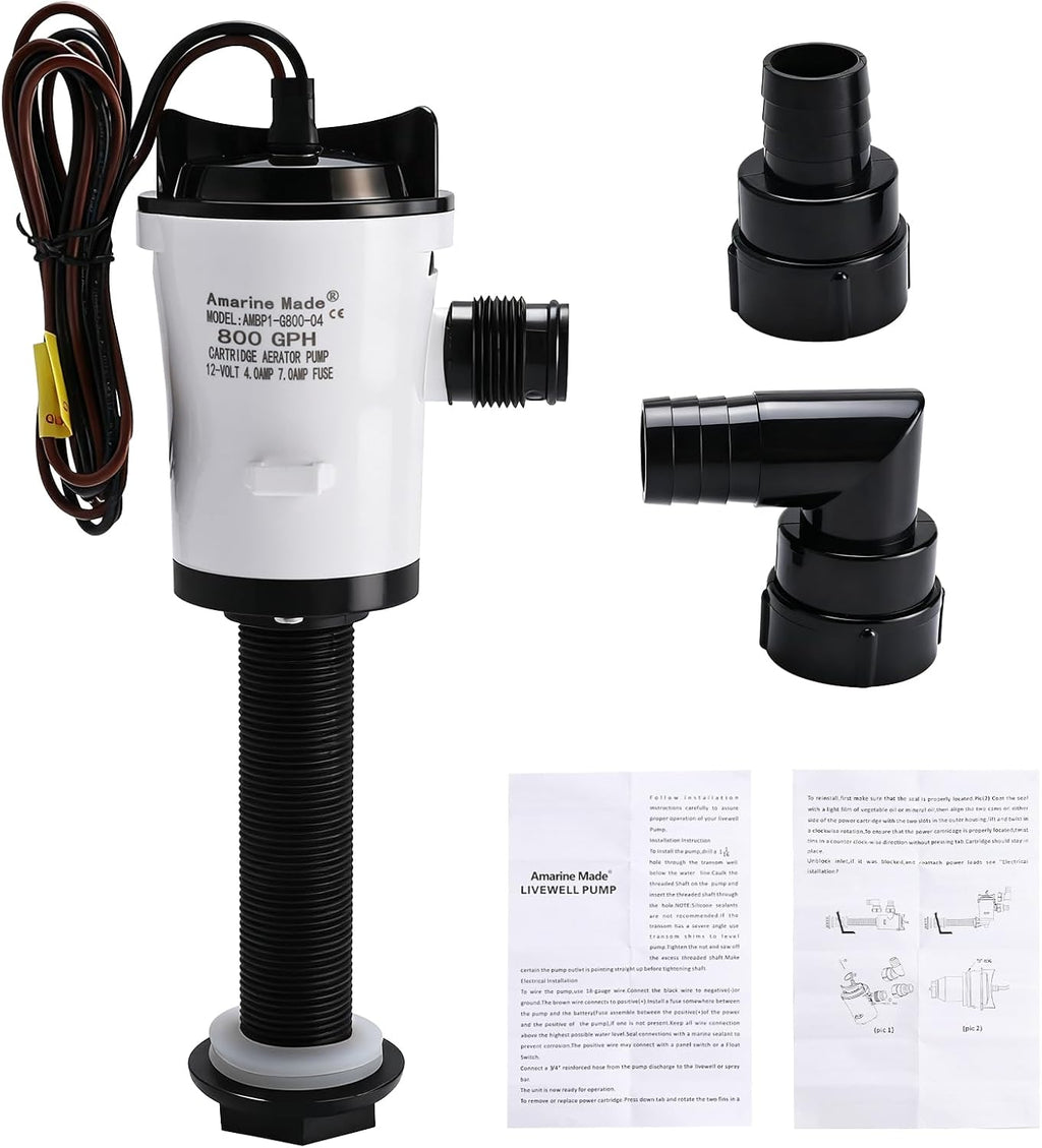 Amarine Made 12V 800GPH Livewell Baitwell Pumps Boat Submersible Bilge Pump