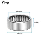 uxcell HK3516 Needle Roller Bearings Open End, 35x42x16mm Chrome Steel Needle Bearing, P5 (ABEC 5)