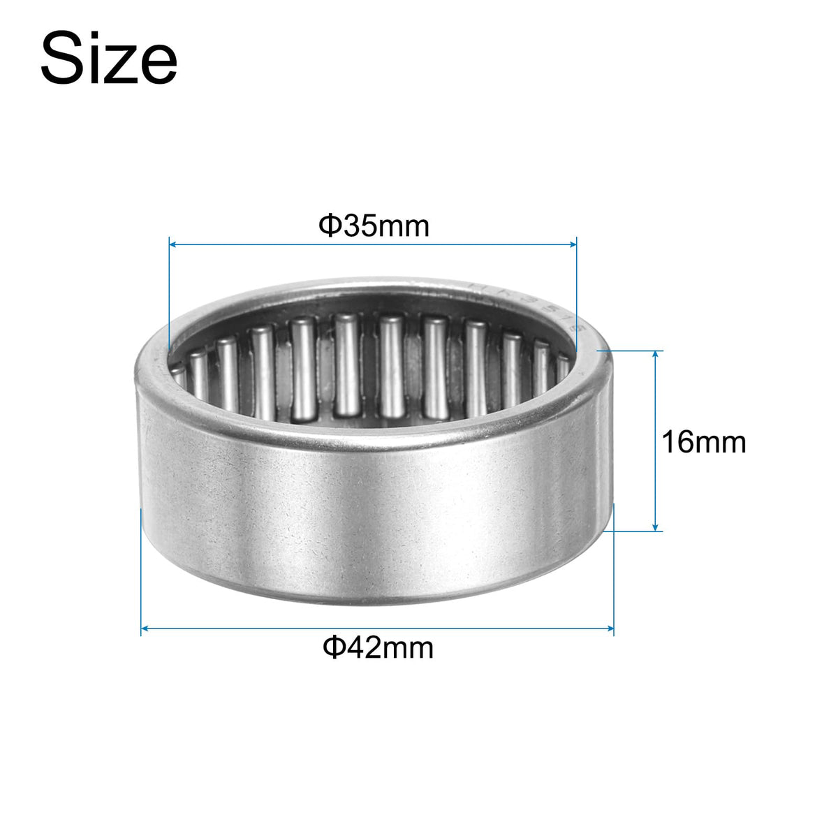 uxcell HK3516 Needle Roller Bearings Open End, 35x42x16mm Chrome Steel Needle Bearing, P5 (ABEC 5)