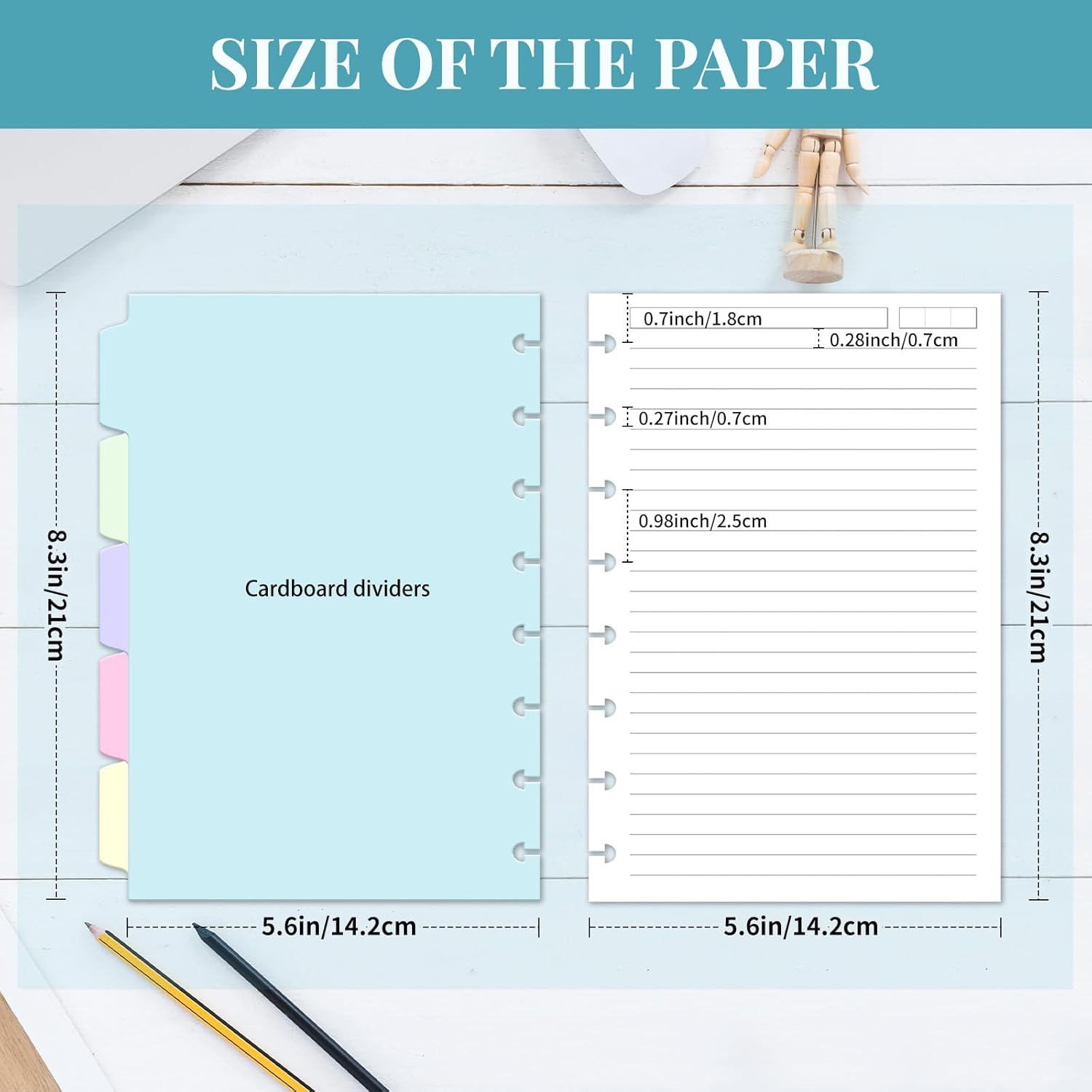 Discbound Refill Paper, Disc Paper Refill for Note-Taking System Discbound Planner Inserts with 240 Pages, 5 Sheets