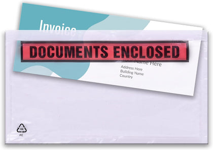 200 x DL Printed Document Enclosed Wallet (230 x 110 mm) | Peel & Seal Clear Plastic