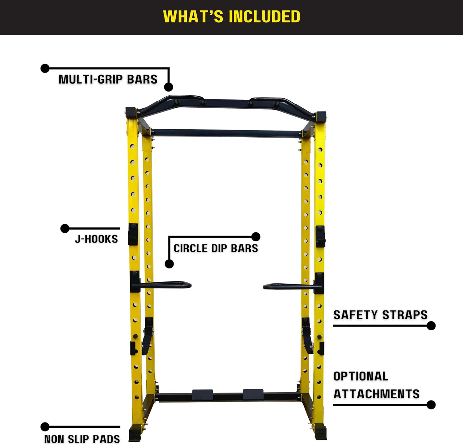 Power Rack, Multi-Function Squat Rack with LAT Pull Down, Power Cage with Pulley System, Strength Training Home Gym