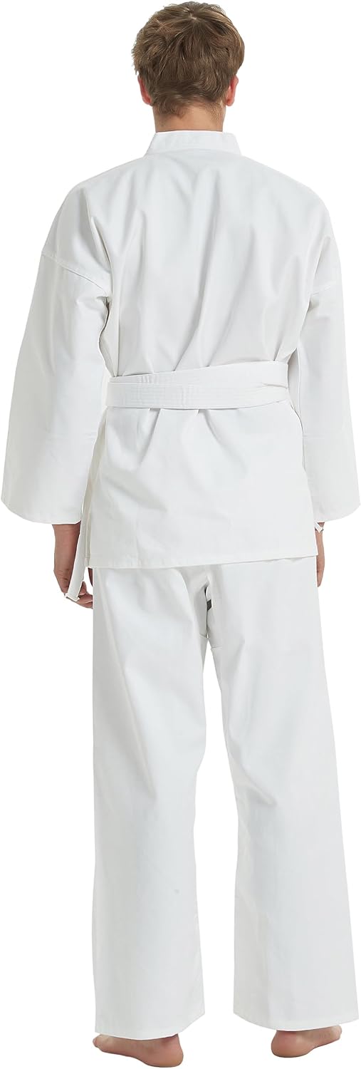 Karate Uniform with Belt, Karate Gi Student Uniform for Kids Adults | 65% polyester 35% cotton, 7.2 oz, includes