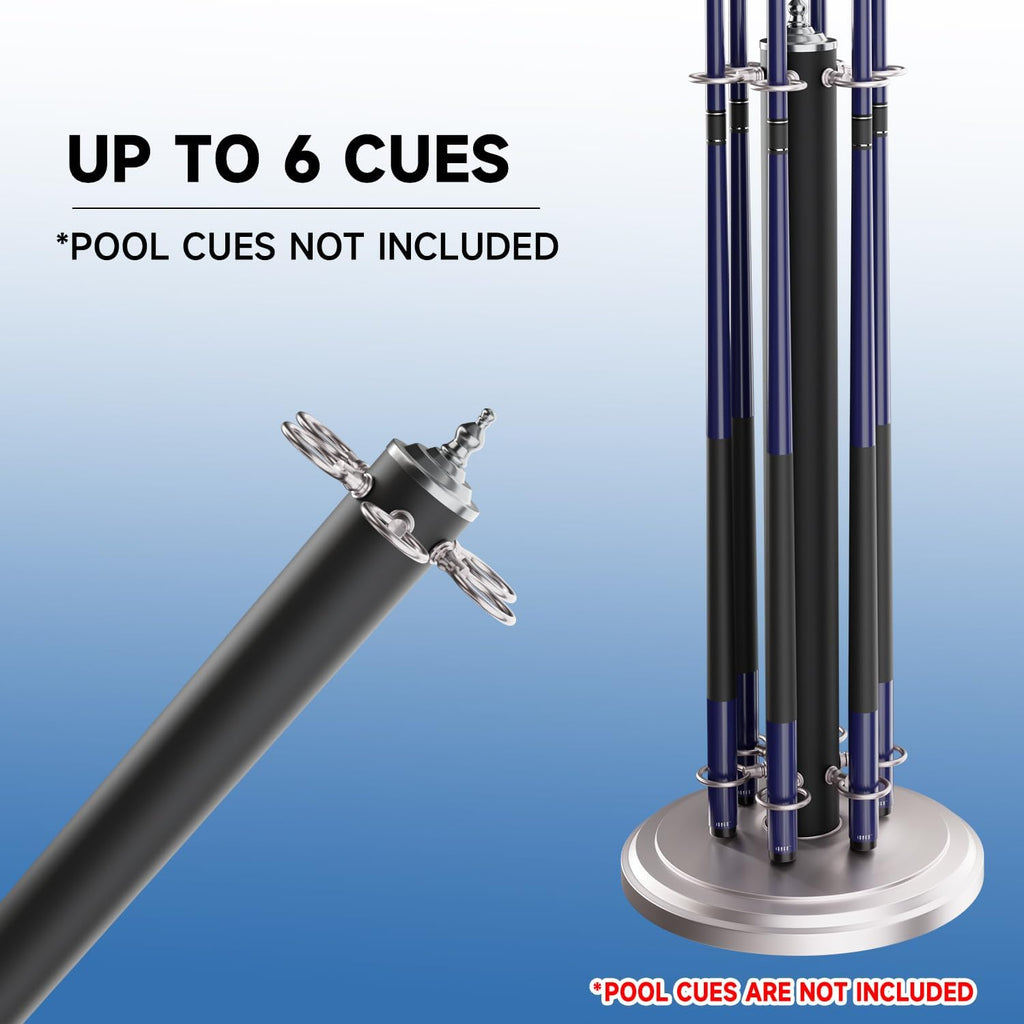 GSE Stand-Style Metal Billiard Pool Cue Rack, Holds 6 Pool Cue Sticks | Several Colors Available, Floor Stand