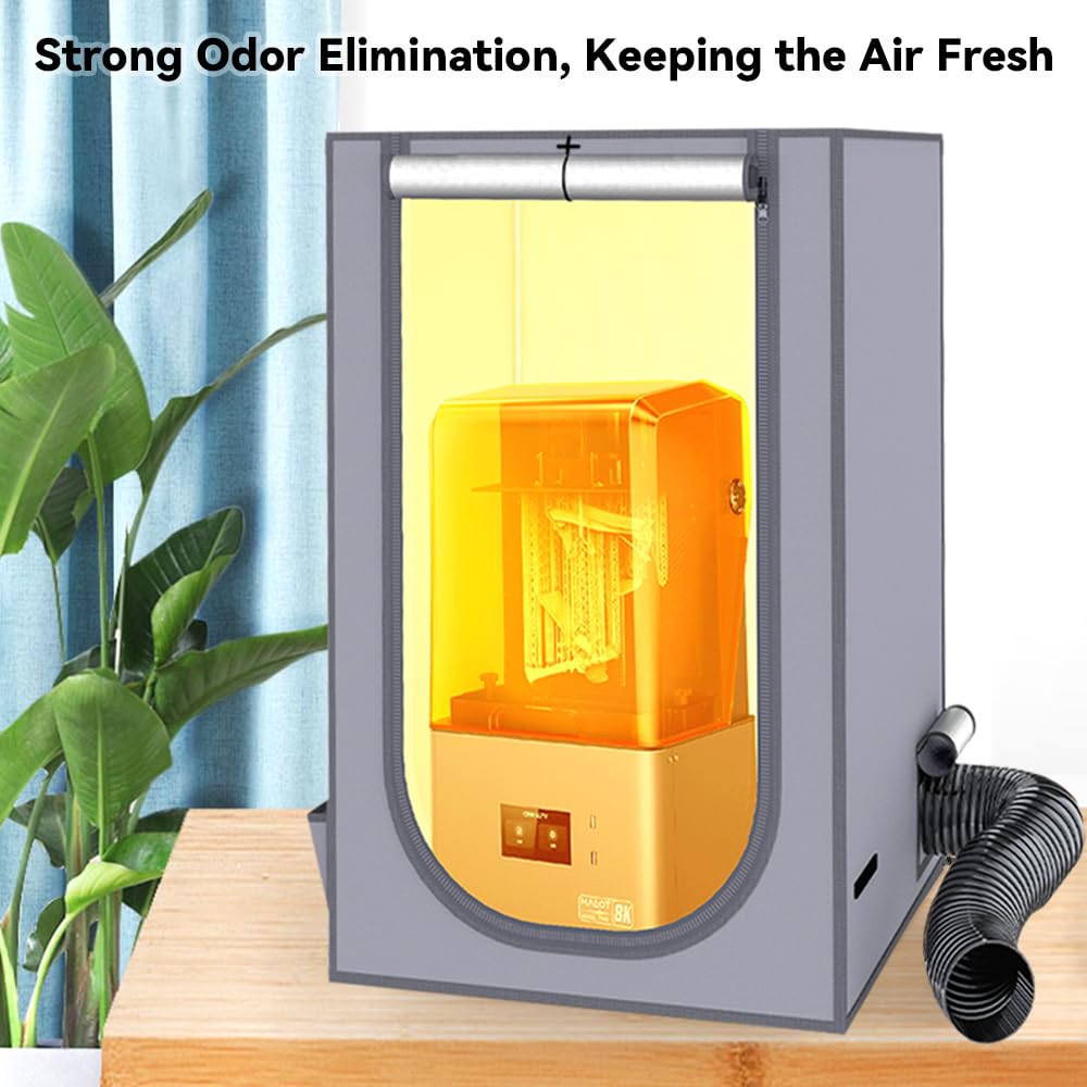 Resin 3D Printer Enclosure Cover Tent with Ventilation, LED Light, Thermo-Hygrometer, Odor Elimination 24 x 18 x 18