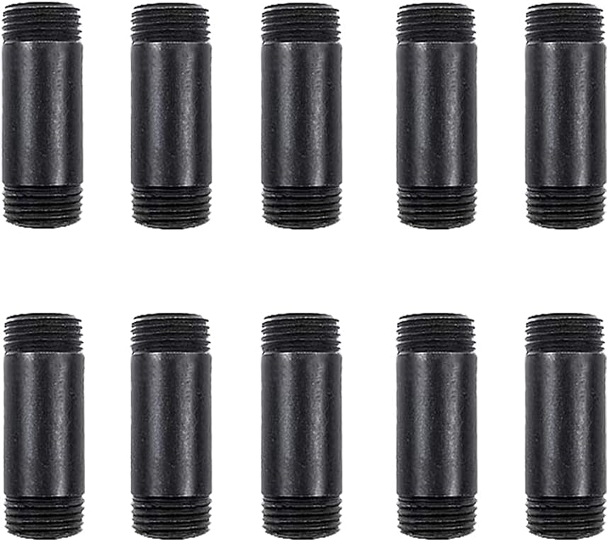 10 Pack 1/2 x 2 Inches Black Pipe Malleable Steel Nipples Fitting
