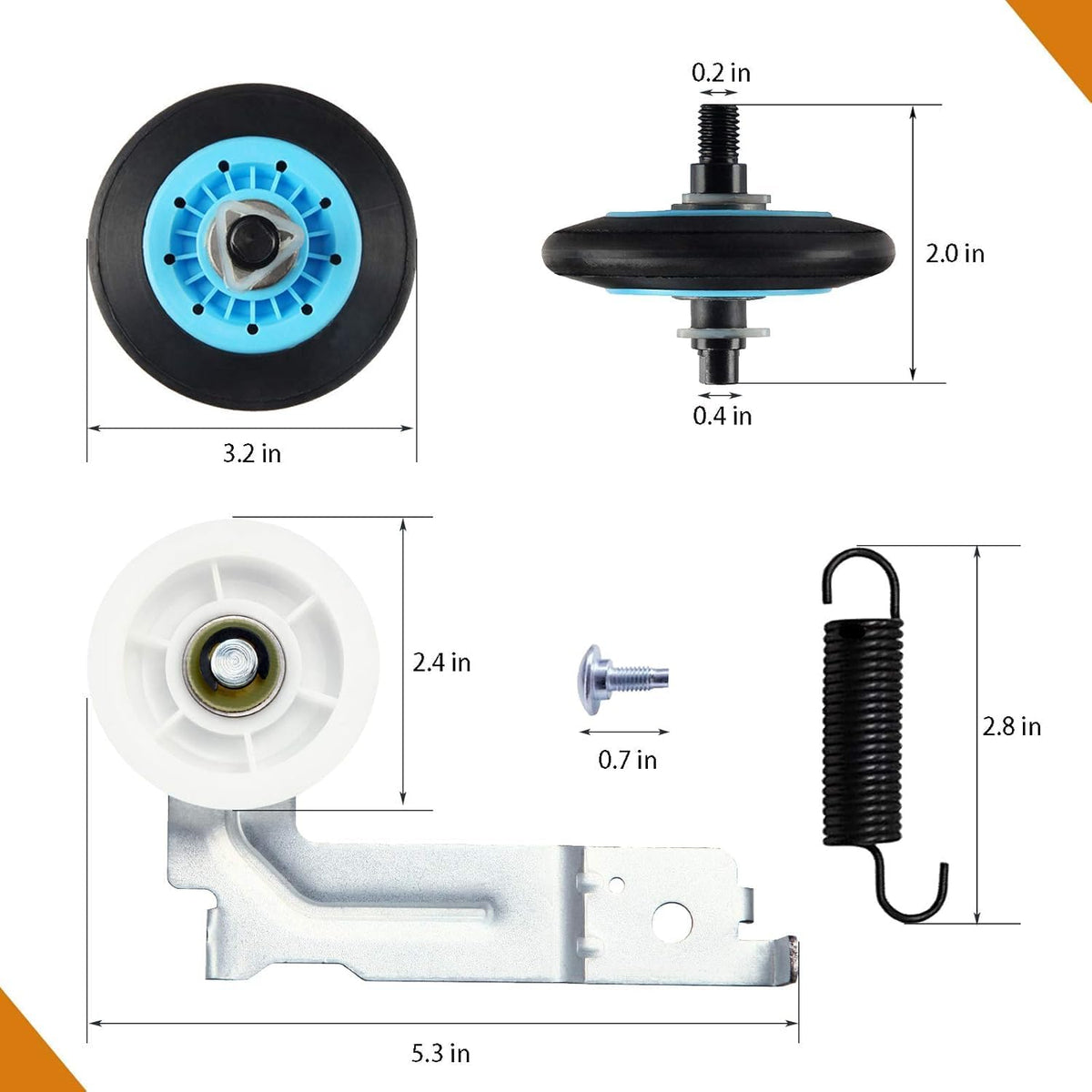 Roller Replacementr Fit For Samsung Model DV45-DV48DV48H7400EP/A2 DV448AEP/XAA DV448AEW/XAA DV448AGE/XAA DV448AGP/XAA DV448AGW/XAA DV455EVGSGR/AA DV455EVGSWR/AA DV455GVGSGR/AA DV455GVGSWR/AA Dryer