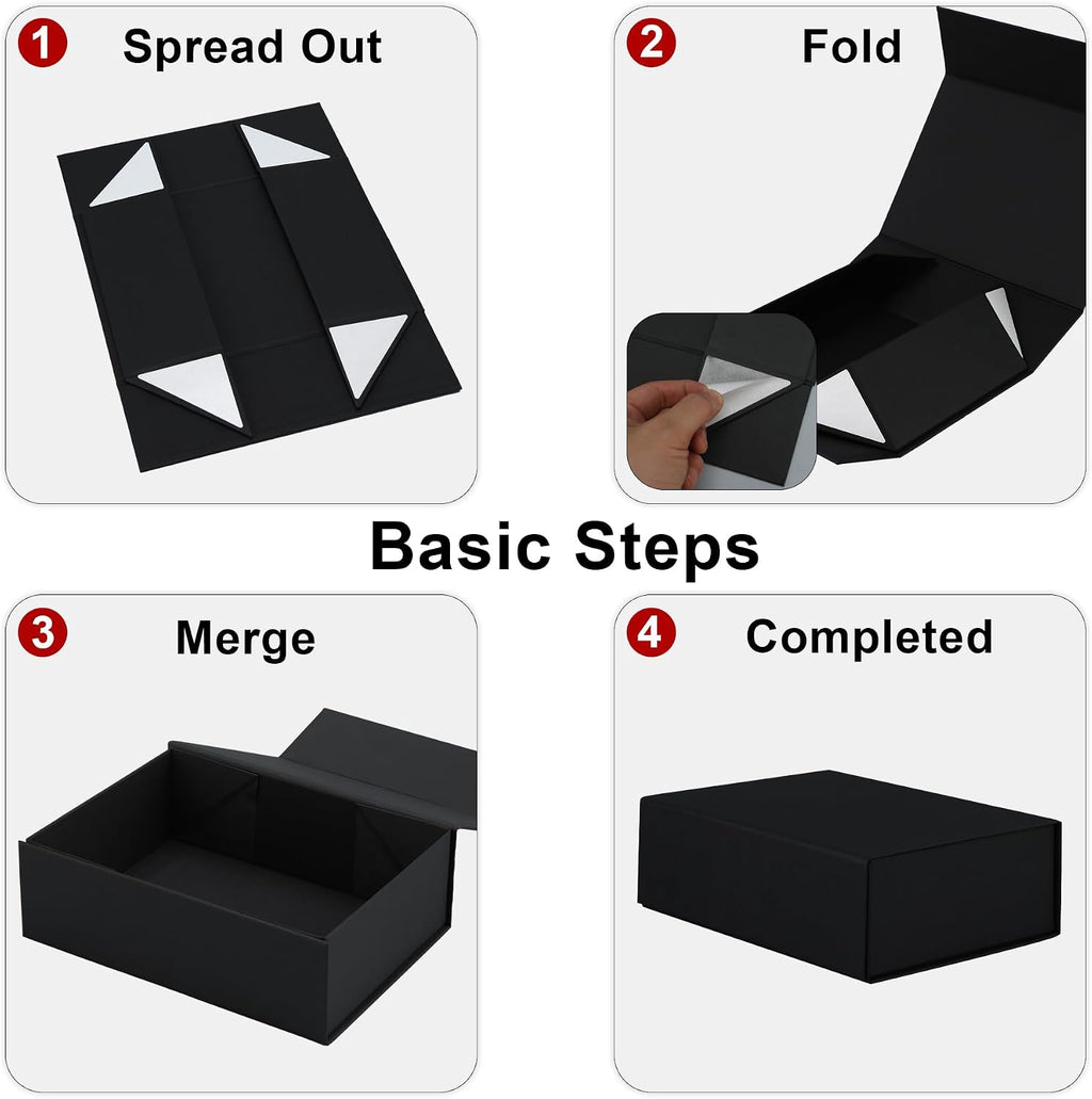 Black Gift Boxes With Lids,11×7.8×3.5 Inch,Magnetic Box for Present
