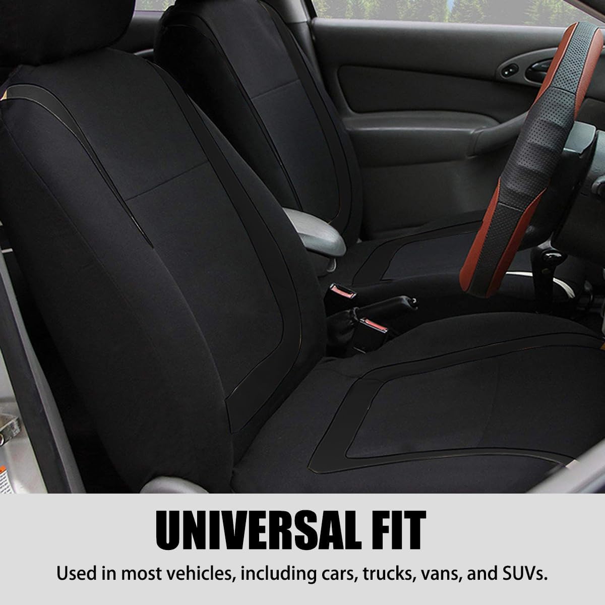 Car Seat Covers Full Set, Breathable Premium Cloth Automotive Seat Cover, Universal Front and Rear Seat Covers, Easy