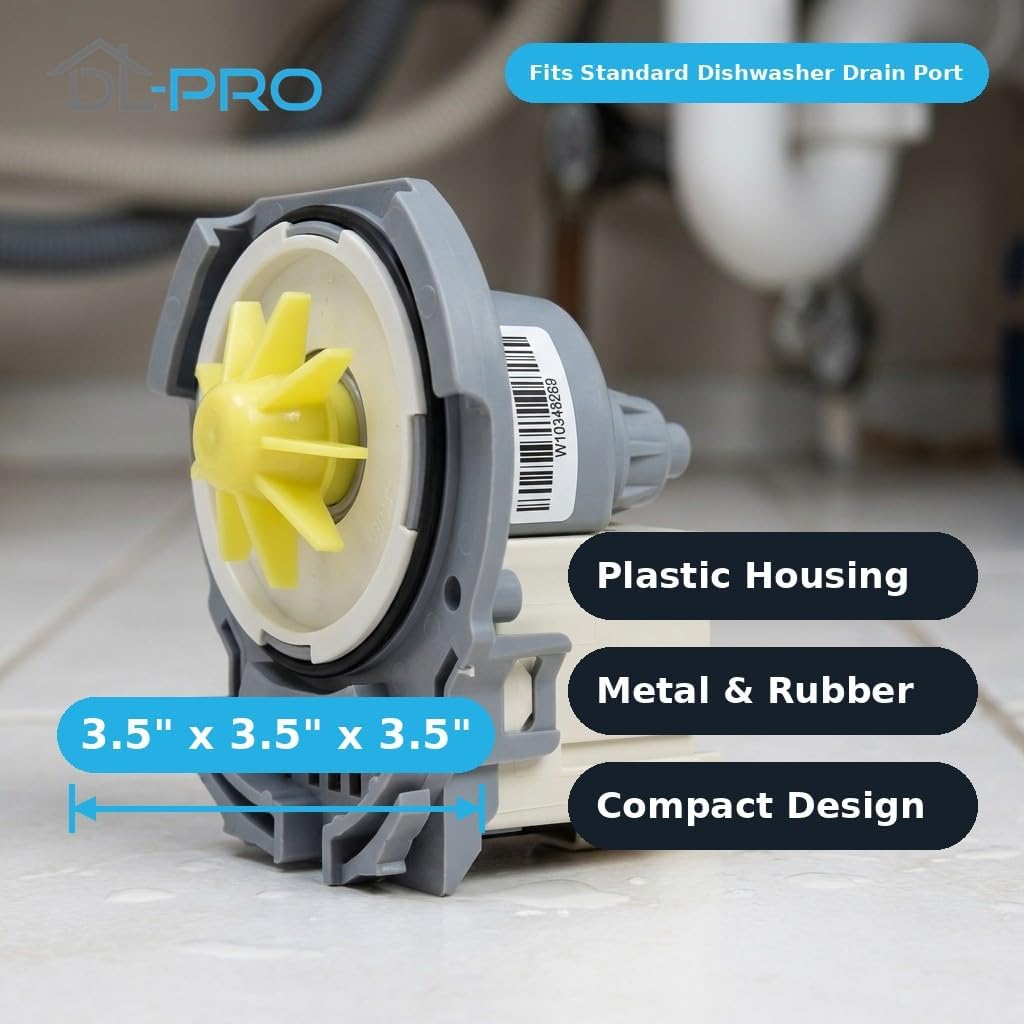 DL-PRO Drain Pump W10348269 for Whirlpool KitchenAid Kenmore Dishwasher