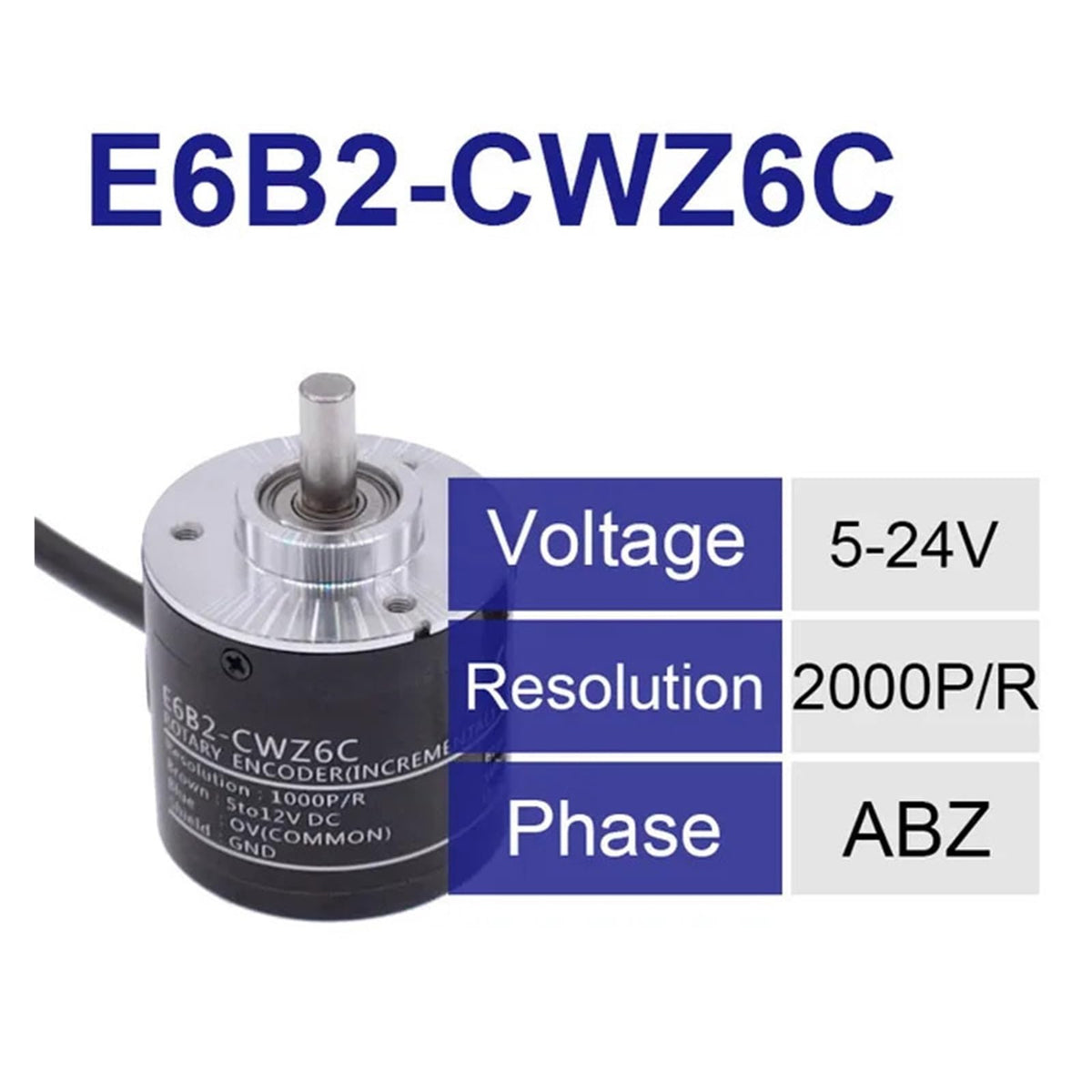 FEGIANCHE E6B2CWZ6C Rotary Encoder E6B2-CWZ6C 100 200 360 500 600 800 1000 2000 P/R 5-24V DC NPN Output Rotary Switch(2000P R)