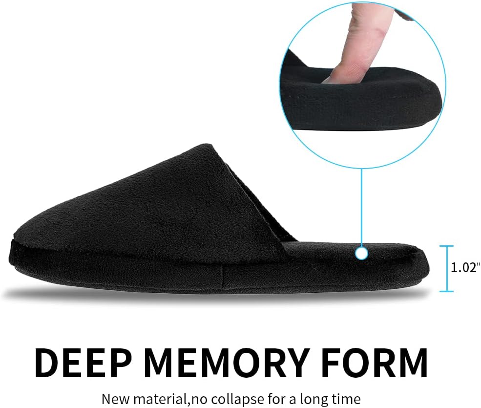 3-Pair Luxury Spa Slippers - Cotton Memory Foam Non-slip Closed Toe Washable Slippers for