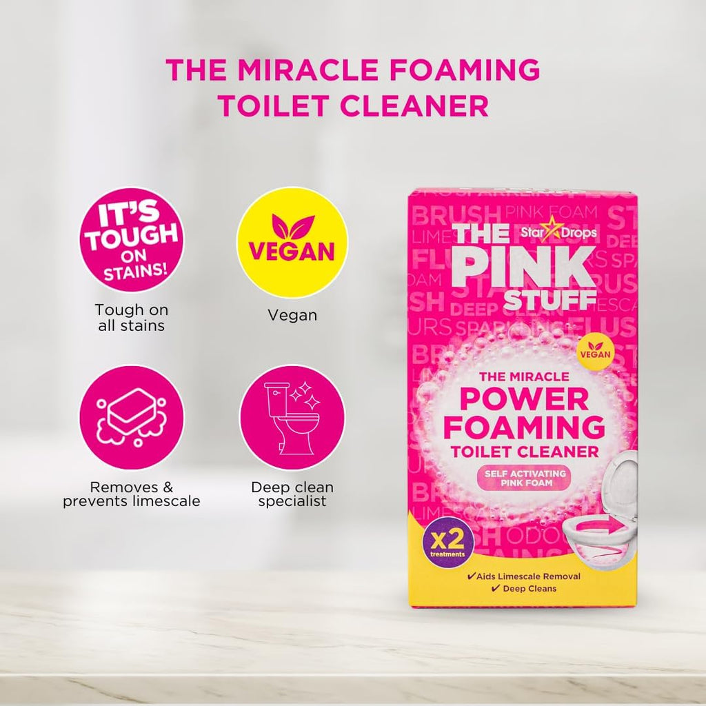 The Pink Stuff Bathroom Cleaning Kit – Cleaning Paste, Bathroom Foam Spray, Toilet Foaming Powder, SQeeZY Sponge & 3