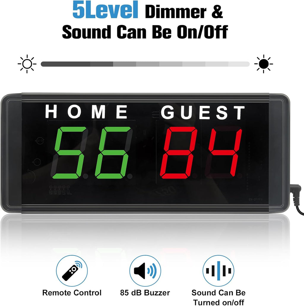 LED Electronic Scoreboard Digital Score Keeper with Remote & Tripod, Basketball Scoreboard with Shot Clock & Timer &