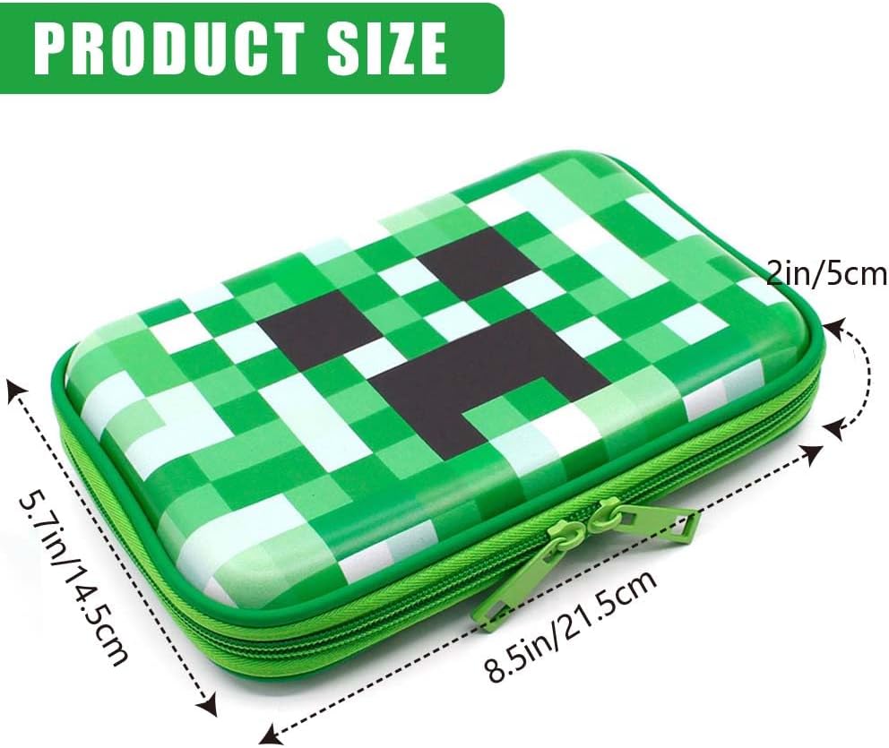 Green Pencil Case Boys Cute School Supply Organizer Cool Pen Box Holder Bag with Zipper for Kids