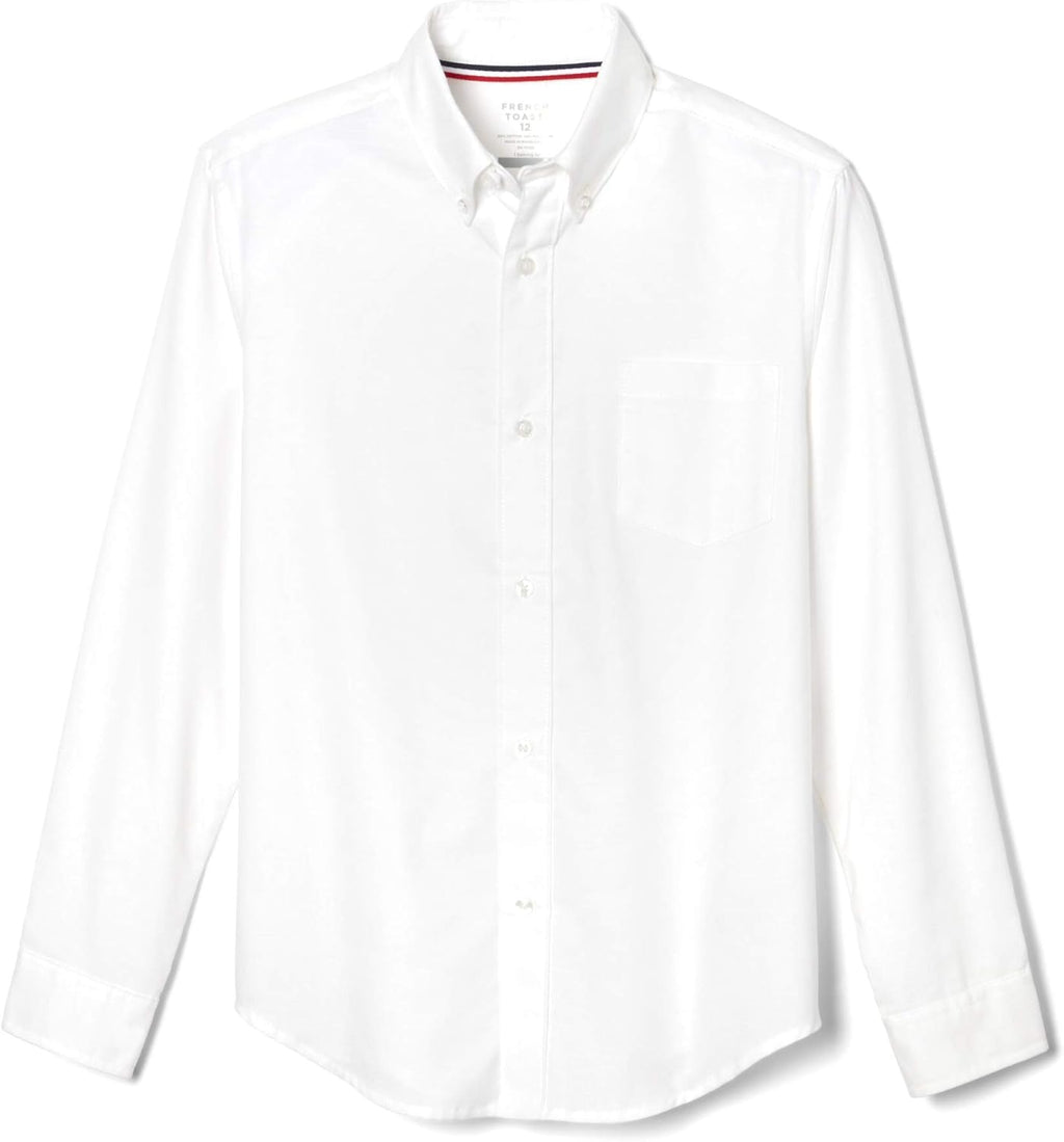 Boys Long Sleeve Oxford Shirt (Standard & Husky), White, 16