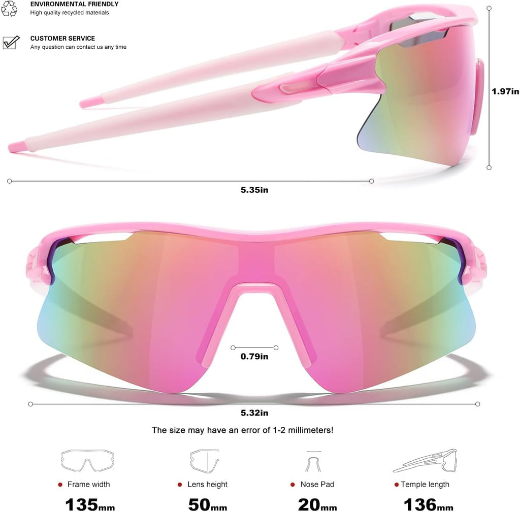 Polarized Sports Sunglasses for Men Women and Youth, UV400 Protection Ideal for Cycling Baseball Fishing Golf Running