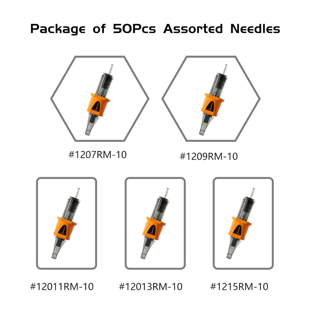 Energy 50Pcs Assorted #12 RM Tattoo Needle Cartridges Round Magnum