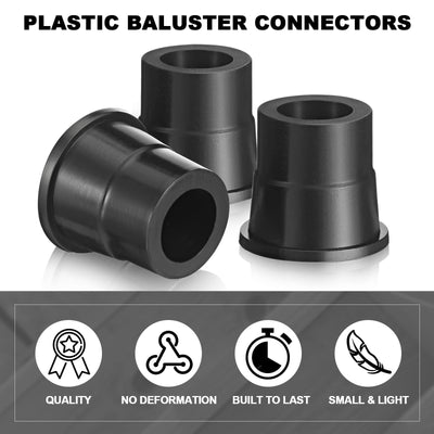 600 Pcs Baluster Connectors for 3/4 Inch Round Balusters,Black