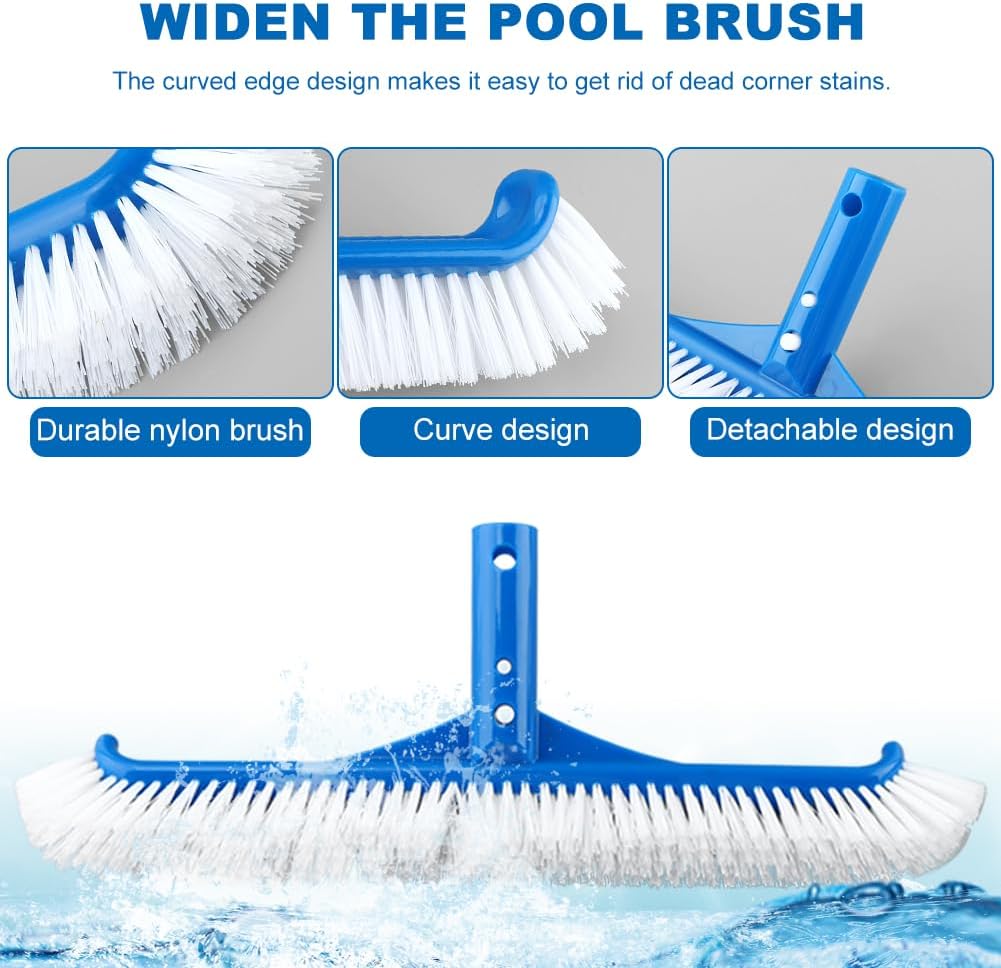 Swimming Pool Cleaning Kit IncludingSpa Jet Vacuum Cleaner,Aluminum Frame Skimmer Net,Pool Brush Head Adjustable