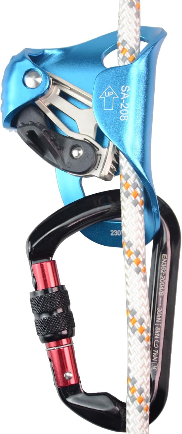 Upgraded Climbing Chest Ascender,CE Certified 100kgs Strong Rappelling Gear Equipment W/Sharp Stainless Teeth for