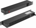 8 Outlet Horizontal 1U Rack Mount PDU Power Strip with Surge Protector - 110V/15A - 6ft Power Cord for Network Server