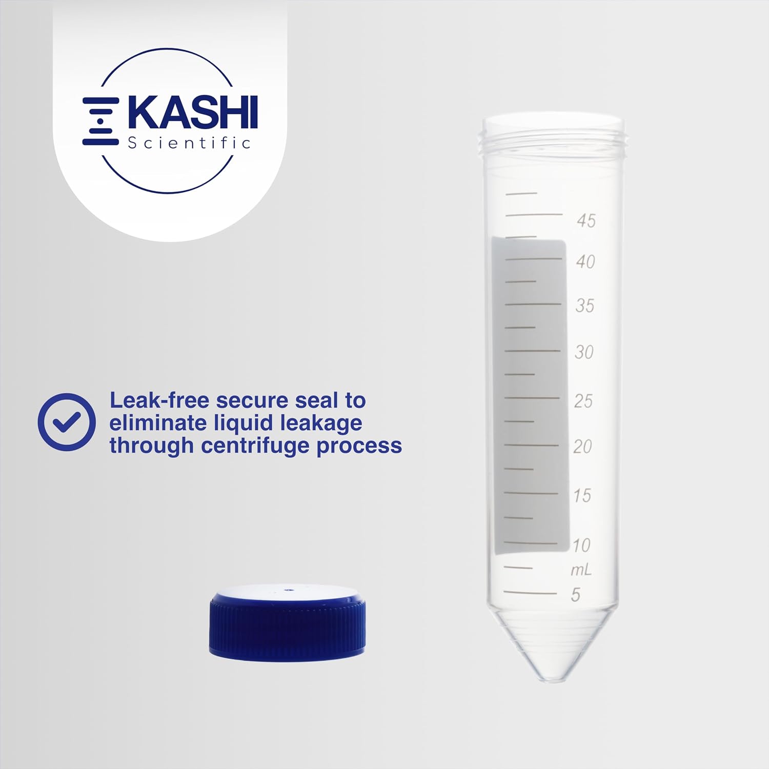 50mL Screw-Cap Conical Centrifuge Tubes, Sterile Transparent Test Tubes with Printed Graduation and Write-on Spot